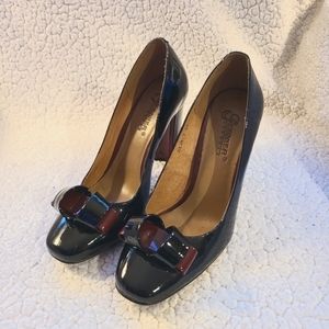 Geronea black patent leather chucky heels